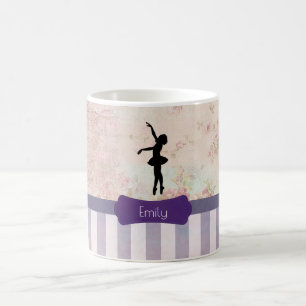 Ballerina Silhouette på Elegant Vintage Mönster Kaffemugg