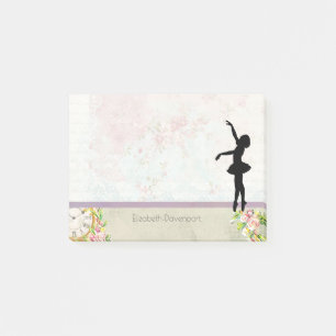 Ballerina Silhouette på Elegant Vintage Mönster Post-it Block