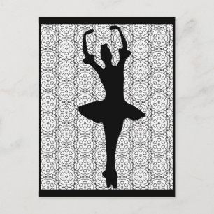 Ballerina Silhouette på Heart Mandala-bakgrunden Vykort
