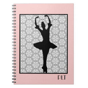 Ballerina Silhouette på Heart Mandala Mönster Anteckningsbok