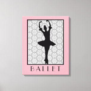 Ballerina Silhouette på Heart Mandala Mönster Canvastryck