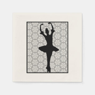 Ballerina Silhouette på Heart Mandala Mönster Pappersservett