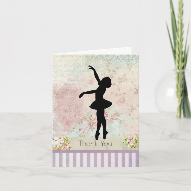 Ballerina Silhouette på Vintage Mönster Tack (Framsida)