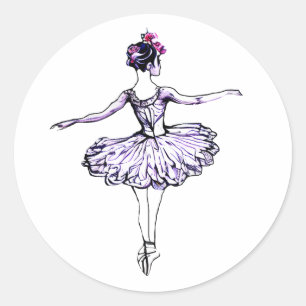 Ballerina Silhouette Runt Klistermärke
