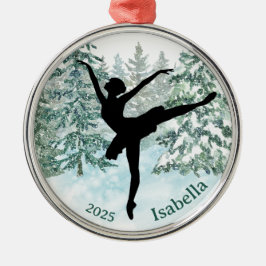 Ballerina Silhouette Winter Scene Julgransprydnad Metall