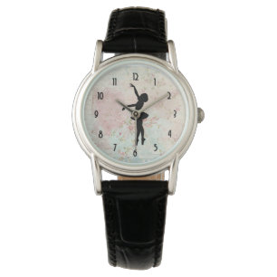 Ballerina Siluett på Elegant Vintage Mönster Armbandsur