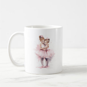 Ballerina Sisters Embracing Rosa Tutu Hug Dance Kaffemugg