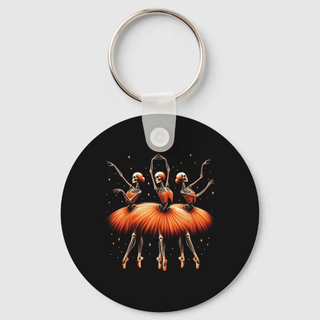 Ballerina Skeleton Dance Funny Halloween Ballet 1 Nyckelring (Framsida)