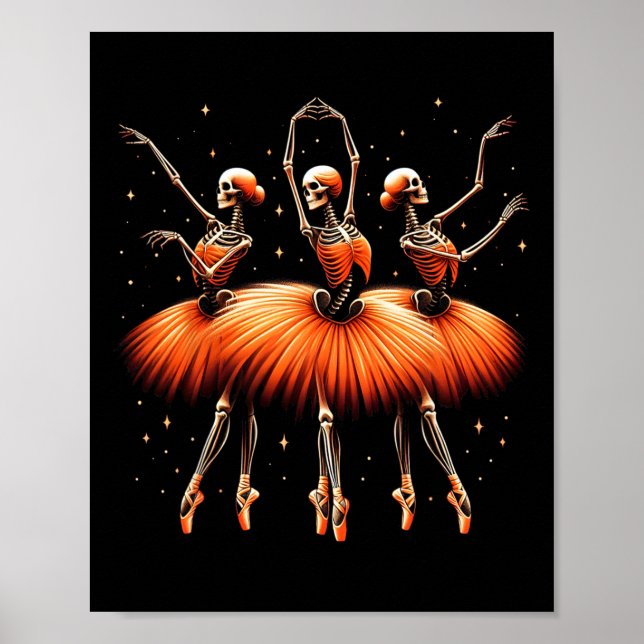 Ballerina Skeleton Dance Funny Halloween Ballet 1 Poster (Framsidan)