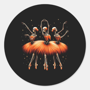 Ballerina Skeleton Dance Funny Halloween Ballet 1 Runt Klistermärke