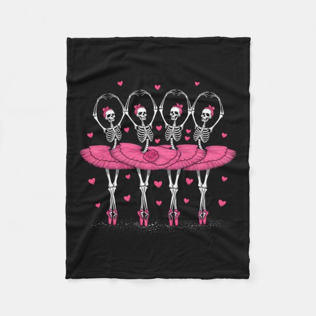 Ballerina Skeleton Dance Funny Halloween Ballet Fleecefilt (Framsidan)