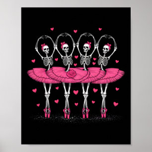 Ballerina Skeleton Dance Funny Halloween Ballet Poster