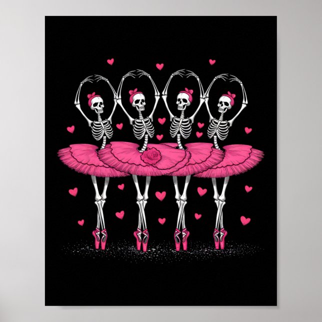 Ballerina Skeleton Dance Funny Halloween Ballet Poster (Framsidan)