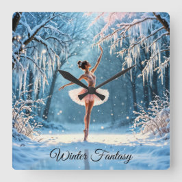 Ballerina snö dans vinterskönhetskonst fyrkantig klocka
