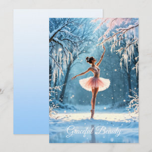 Ballerina snö dans vinterskönhetskonst julkort