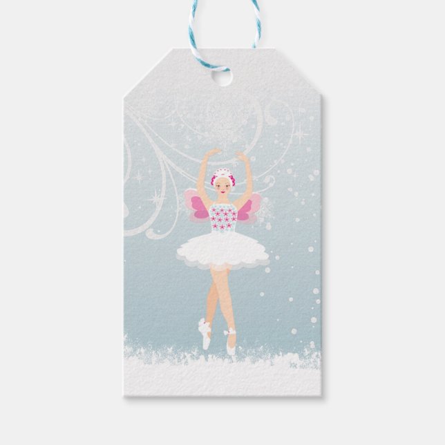 Ballerina, snöflingor Winter Wonderland Gift märkr Presentetikett (Framsidan)