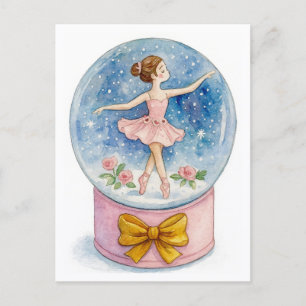 Ballerina Snöglob Jul Postkort Helg Vykort