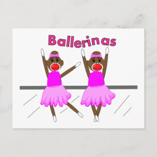 Ballerina Sock monkey—Adsible Design Vykort
