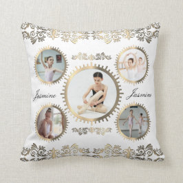 Ballerina Söt Snyggt Guld Sepia Photo Collage Kudde