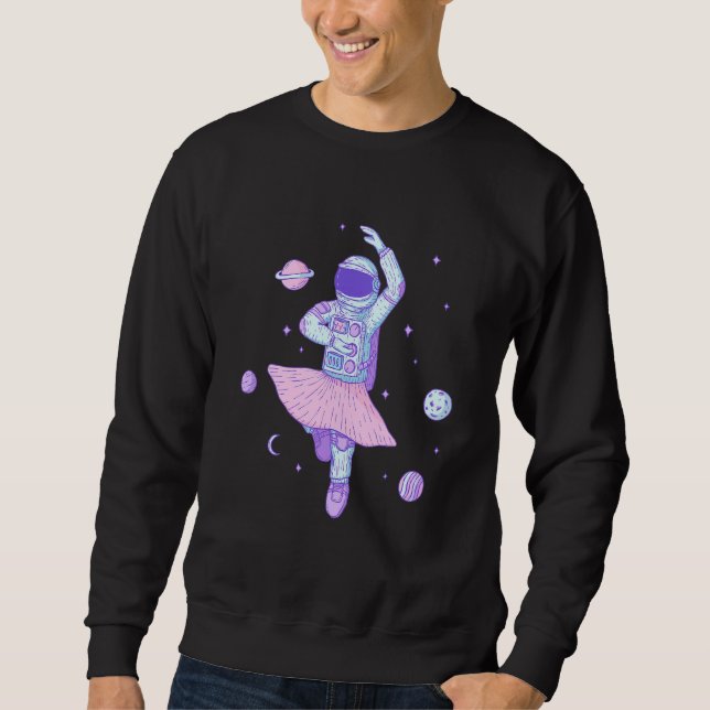 Ballerina Space Astronaut Lång Ärmad Tröja (Framsida)