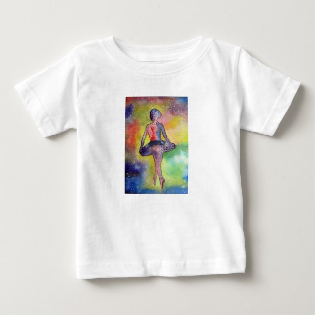 Ballerina Space Watercolor BabyT-Shirt T-shirt (Framsida)