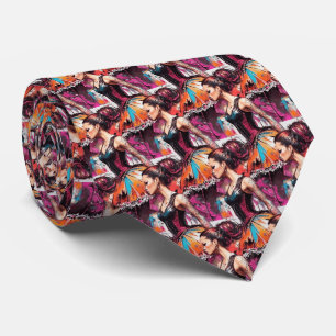 Ballerina Stänk Retro Art Neck Tie Slips