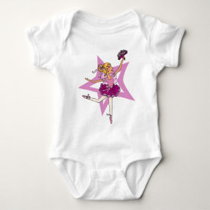 Ballerina star vid rosa med blonda hårstrumpor t-shirt