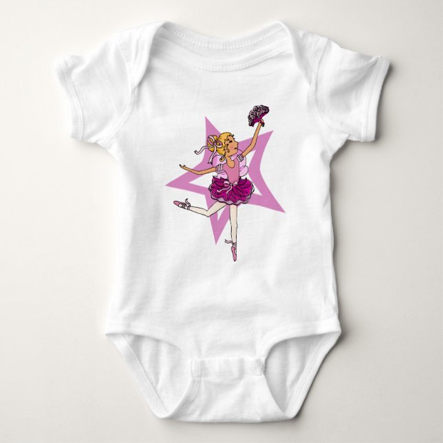Ballerina star vid rosa med blonda hårstrumpor t-shirt (Framsida)