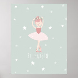 Ballerina Stars Flicka Nursery Poster