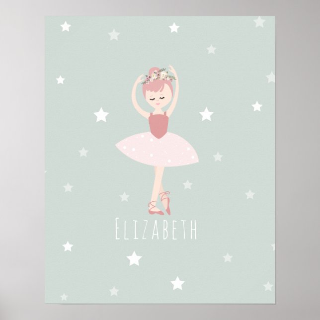 Ballerina Stars Flicka Nursery Poster (Framsidan)