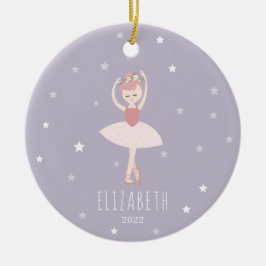 Ballerina Stars Lila Little Girl jul Julgransprydnad Keramik