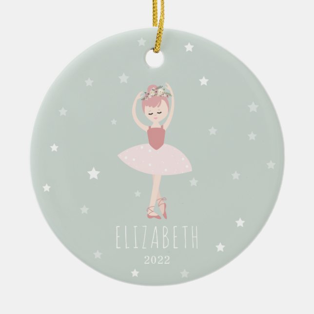 Ballerina Stars Little Girl jul Julgransprydnad Keramik (Framsidan)