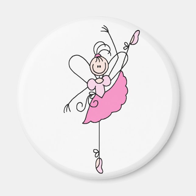 Ballerina Stick figur Fem Magnet (Framsidan)