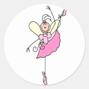 Ballerina Stick figur Sticker Runt Klistermärke