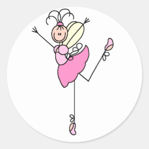 Ballerina Stick figur Sticker Runt Klistermärke