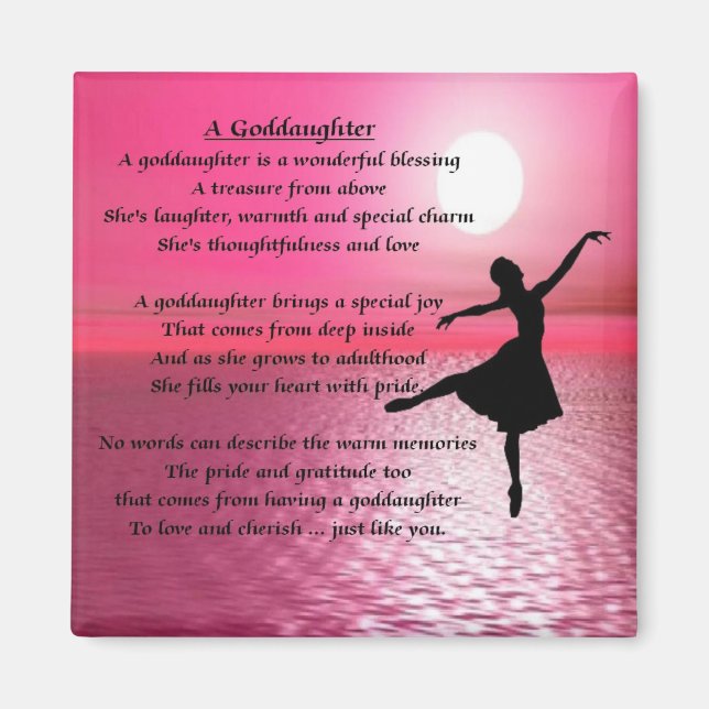 Ballerina Sunset Goddotter Dikt Magnet (Framsidan)