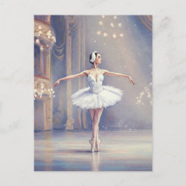 Ballerina Svansjön Balett Vattenfärg Postkort Vykort