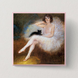Ballerina & svartkatt knapp