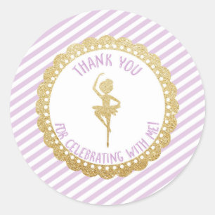 Ballerina Tack Favor Stickers Runt Klistermärke