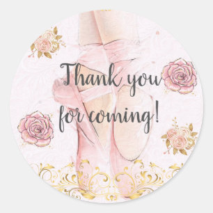 Ballerina Tack Sticker–Elegant balettfest Runt Klistermärke
