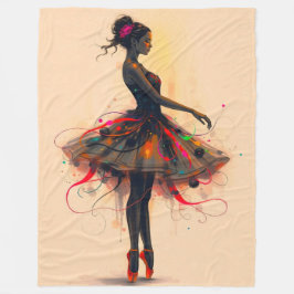 Ballerina Tanzt in Farbexplosion Fleecefilt
