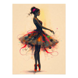 Ballerina Tanzt in Farbexplosion Fototryck