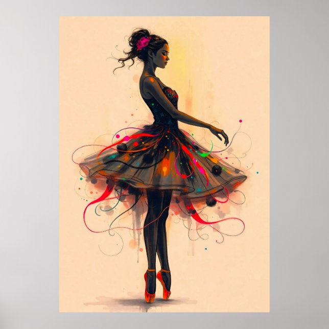 Ballerina Tanzt in Farbexplosion Poster (Framsidan)