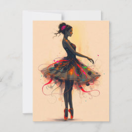 Ballerina Tanzt in Farbexplosion Vykort