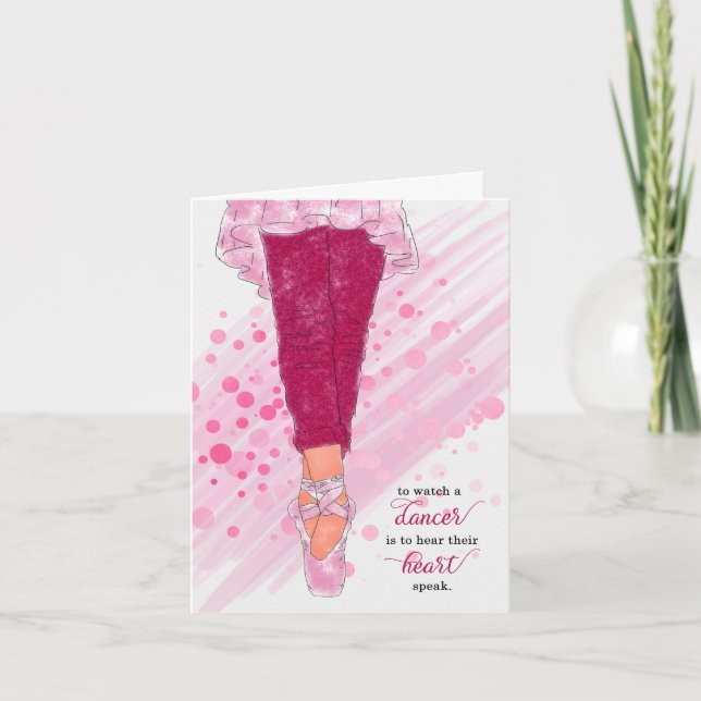 Ballerina tåskor och dansar citat Rosa Anteckningskort (Framsida)