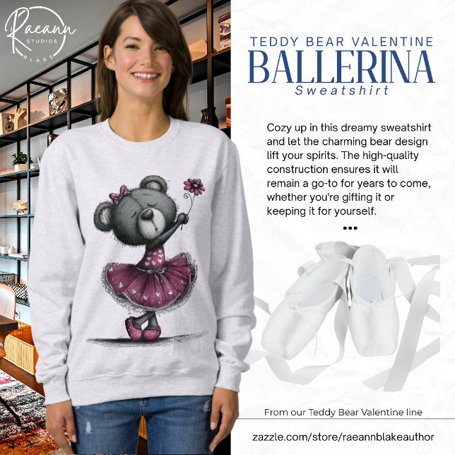 Ballerina Teddy Bear Valentine Sweatshirt T Shirt (Skapare uppladdad)