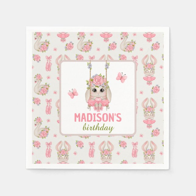 Ballerina theme bunny Pastel rosa Girl Pappersservett (Framsidan)