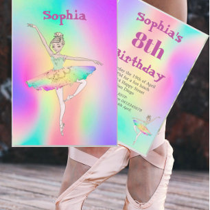 Ballerina Tie Dye Tutu Cute Age Birthday Inbjudningar