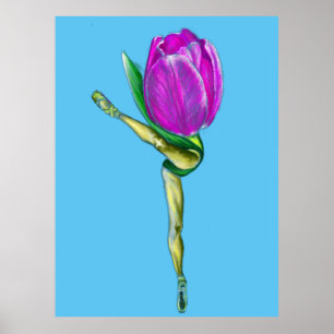 Ballerina Tulip Ballet Dance Poster - Målning