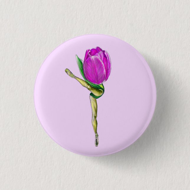 Ballerina Tulip Ballet Dancer Button Knapp (Framsida)